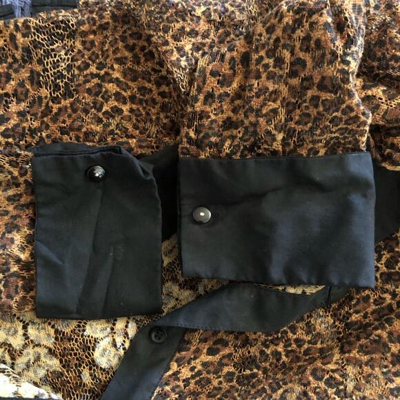 Vintage Richard Malcolm Black Unlined Mesh Lace Button Front Long Sleeve Blouse - Picture 9 of 13